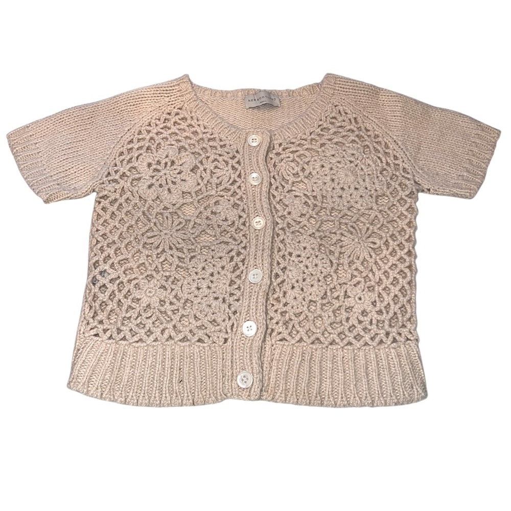 NEW Scotland (Pringle of Scotland) 100% Cashmere Ivory Button Up Cardigan Small